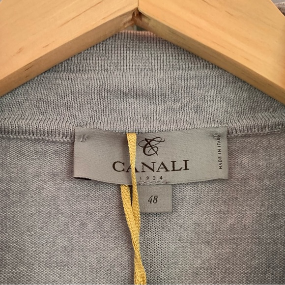 Canali Polo Sweater Long Sleeve Pullover Wool Gray Houndstooth Size 48 IT / US S - Picture 6 of 8